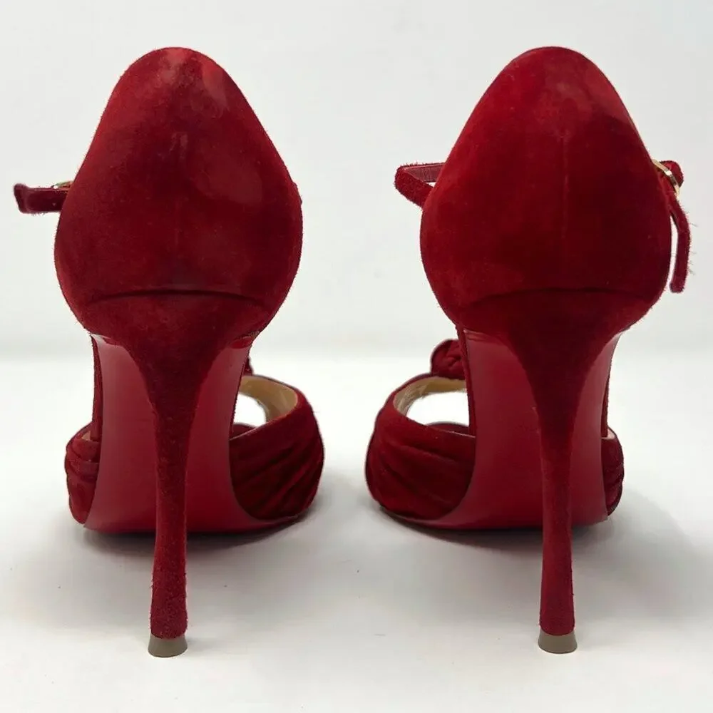 Christian Louboutin Marchavekel Red Suede Knot‎ Pumps Size EU 36 / US 6
